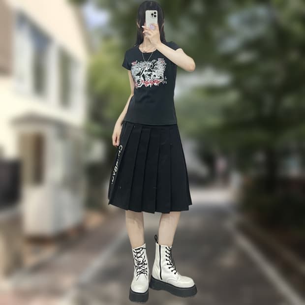 펑크 글리터 프린팅 반팔티