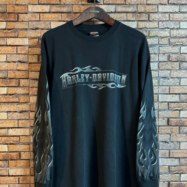 빈티지 2006 할리 데이비슨 블랙 플레임 롱 슬리브