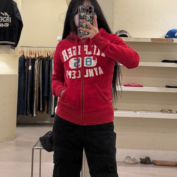 타미힐피거 빈티지 레드 스펠아웃 후드집업 U1658