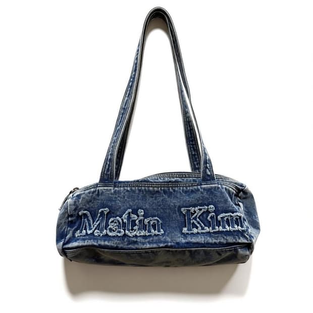MatinKim 마뗑킴 로고 워시드 데님 더플백 