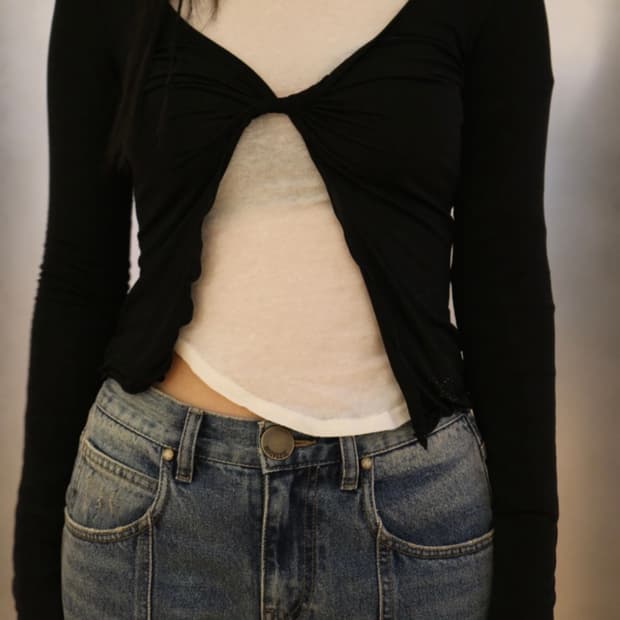 나비버스 Twist Cardigan_Black