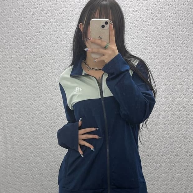 아디다스 투톤배색 레트로 빈티지 져지 집업 XL C07866