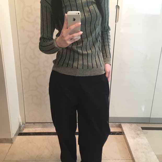 Vintage stripe high-neck knit