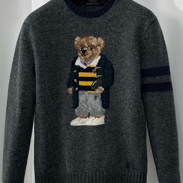 폴로 랄프로렌 50주년 그레이 해리포터 베어 완장 울 캐시미어 니트