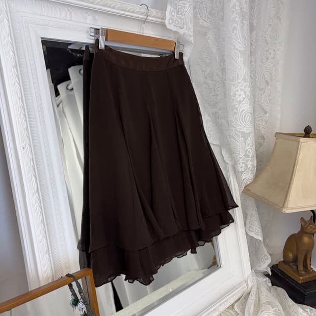 brown chiffon skirt