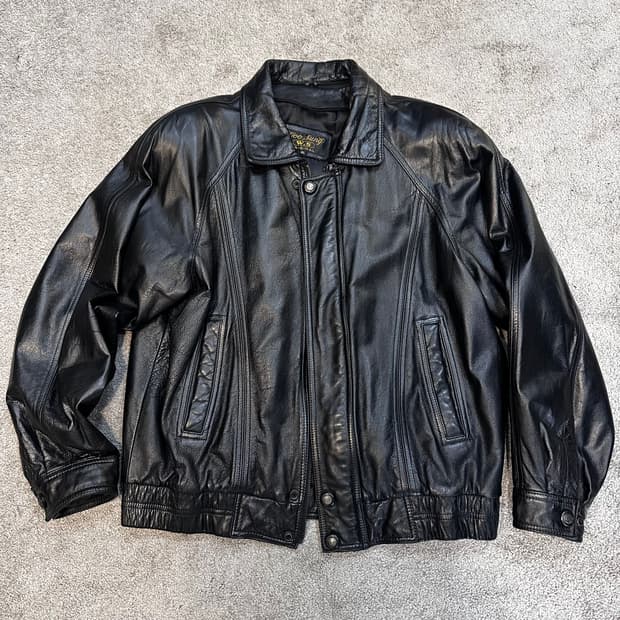 빈티지 블랙 소가죽 봄버 자켓XL