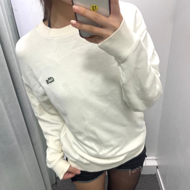 라코스테 아이보리 맨투맨