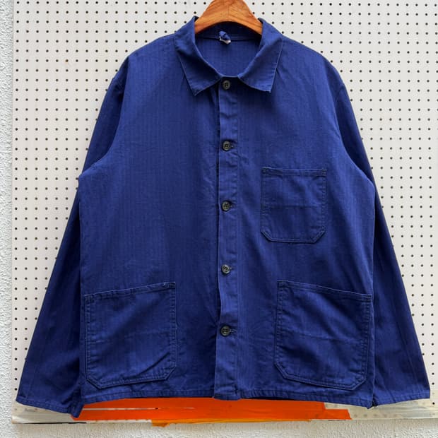 OLD VINTAGE PURPLE NAVY HBT 헤링본 프렌치워크자켓