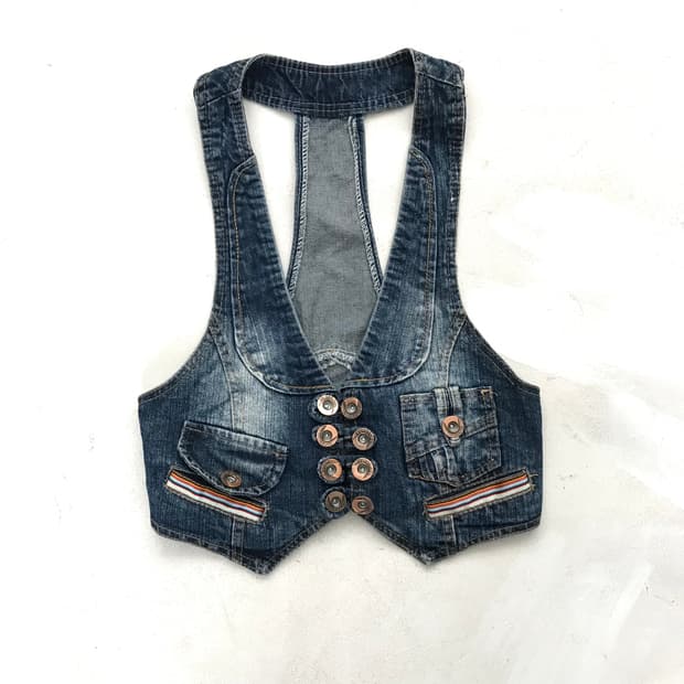Western Denim short&mini vest
