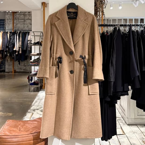 비비안웨스트우드 앵글로매니아 베이지 스트링 울 롱 코트