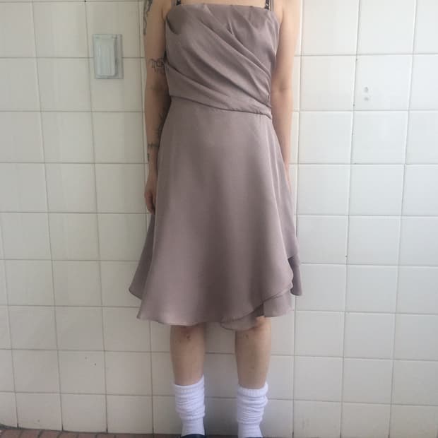 Shirring point glitter sleeveless one pi