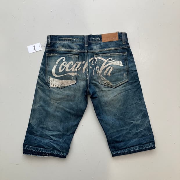 BLUE BOY 코카콜라 디스트로이드 데님 쇼츠 30 