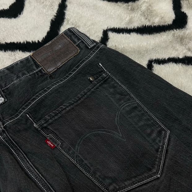 [34]리바이스 스트레이트핏 흑청 데님 팬츠