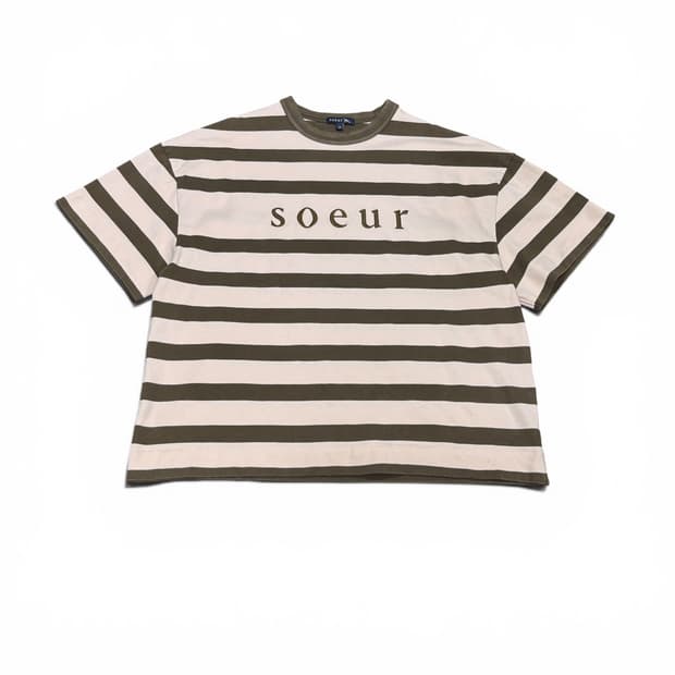 36 쉐르 SOEUR 카키 스트라이프 반팔티