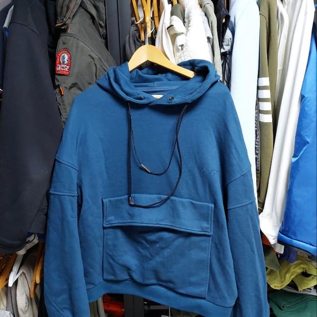 우영미 앞포켓 캥거루 후드 48 블루