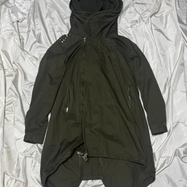 Y2k Mode Stud Detail Khaki Jacke