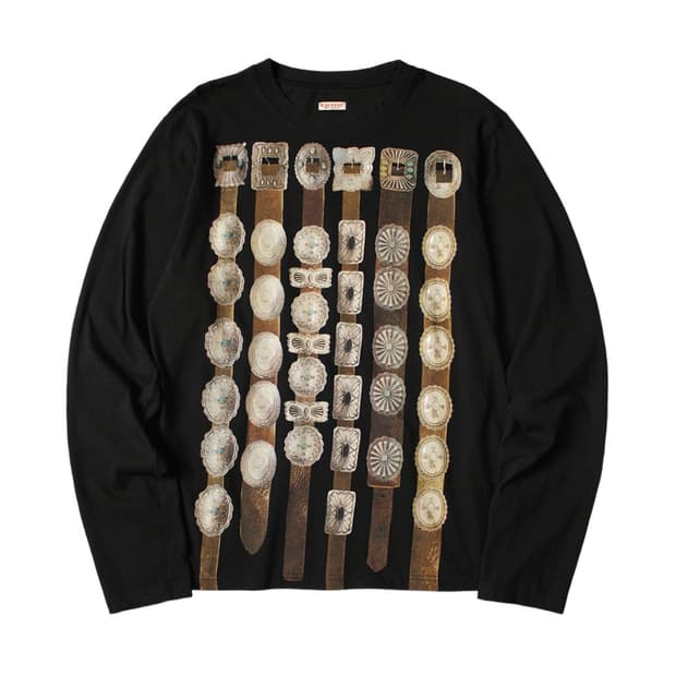 캐피탈 20 커튼 콘초 프린트 저지 크루 롱 티셔츠 블랙