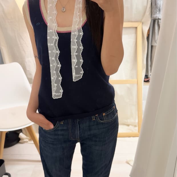 [Escada] contrast stitch tank top