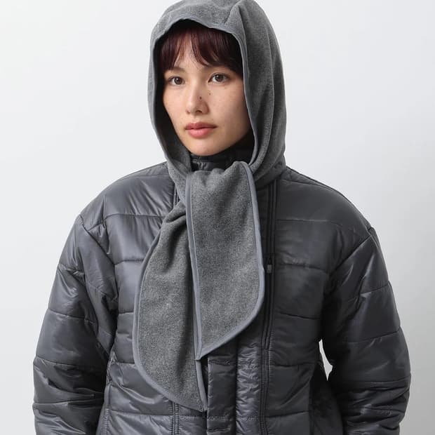 폴라텍 플리스 후드 머플러 그레이