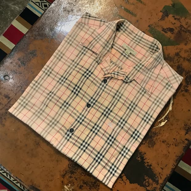 버버리 베이지 노바체크 코튼 셔츠 남성 110 사이즈