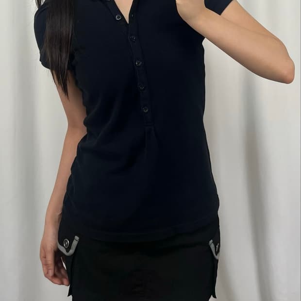버버리 체크 카라 슬림핏 반팔