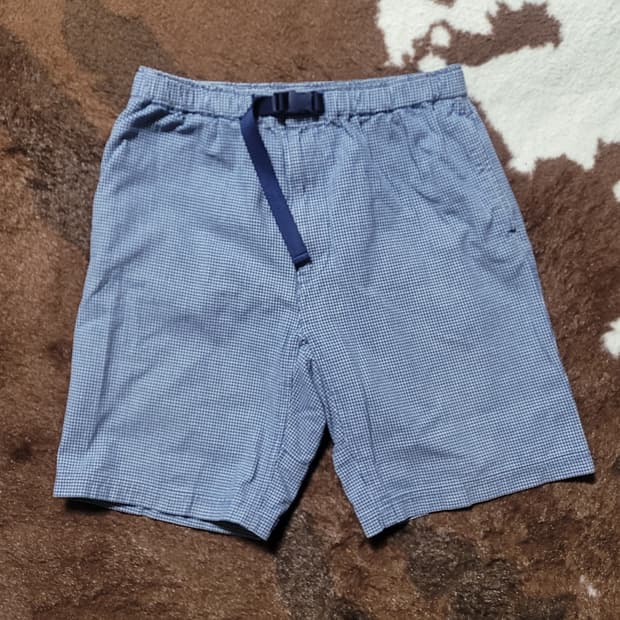 올드 유니클로 남성 블루 잔체크 반바지(30~31)