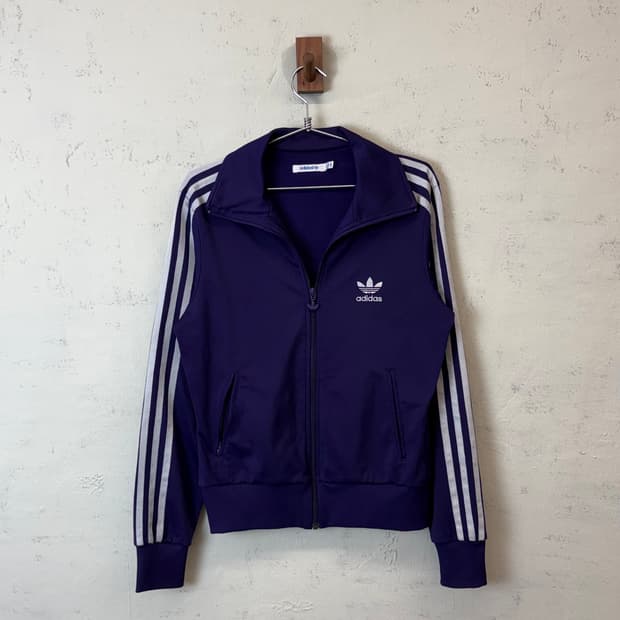 아디다스 파이어버드 빅로고 퍼플 트랙탑 져지