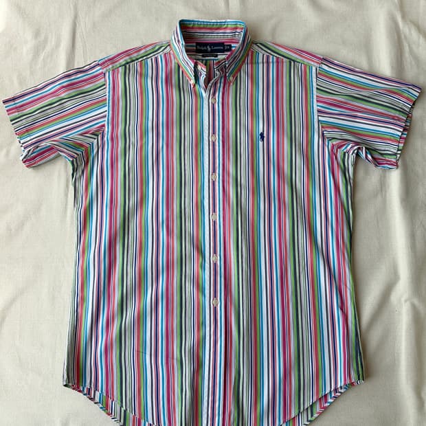 폴로 랄프로렌 멀티 스트라이프 반팔 셔츠 클래식핏 M