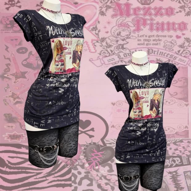 00's Kitsch lettering cubic short sleeve