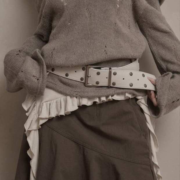 카키포인트 더블 스터드 벨트 
