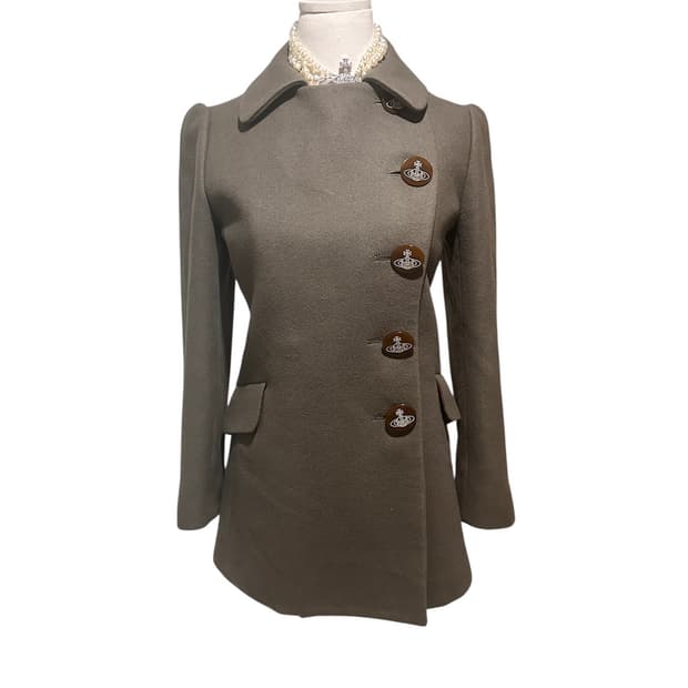 비비안웨스트우드 레드라벨 체크 orb 드레이핑 울코트