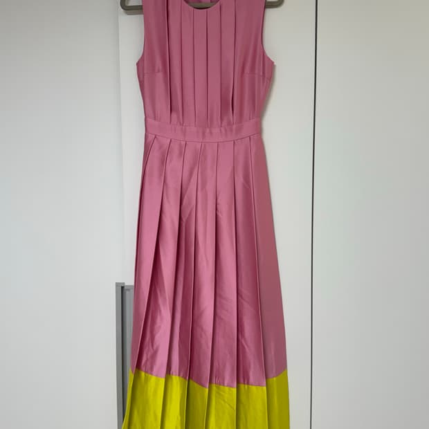 MSGM 핑크 옐로우 배색 원피스 38