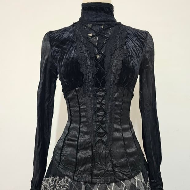 OBZEE오브제 크리즈 처리된 공주풍 브라우스 44~작은55