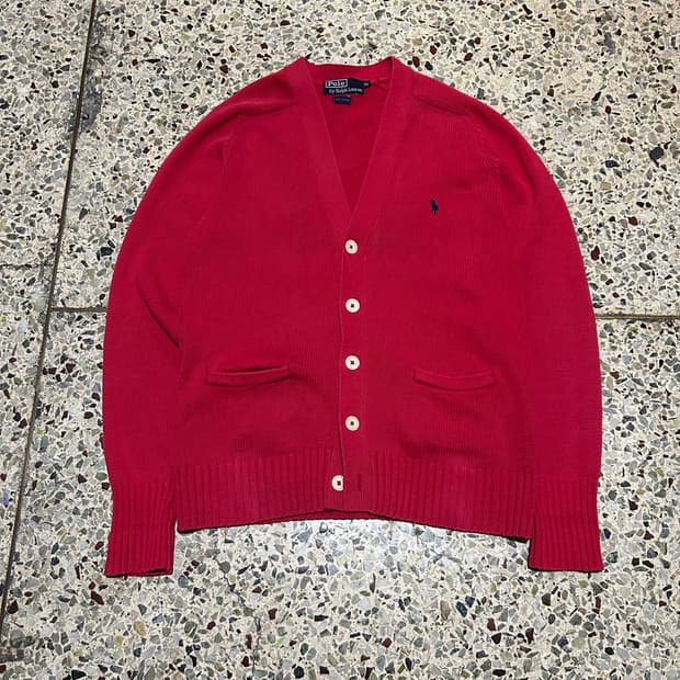 폴로(POLO RalphLauren)레드 코튼 니트 가디건