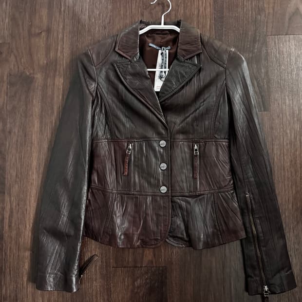 ALYSI 알리시 버건디브라운 소가죽 자켓