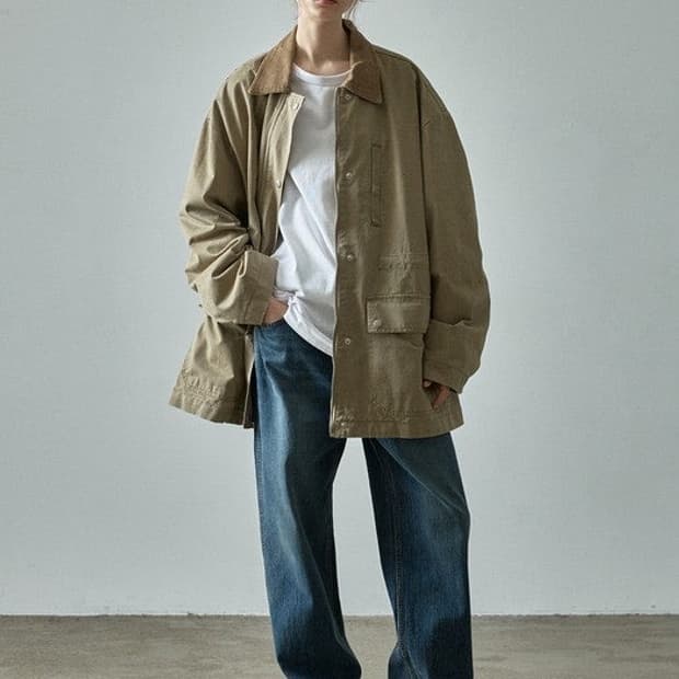 파사드패턴 코튼 유틸리티 재킷 S 카키베이지