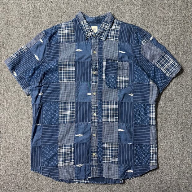 올드 갭 패치워크 셔츠 인디고 ( XL/OLD-7623 )