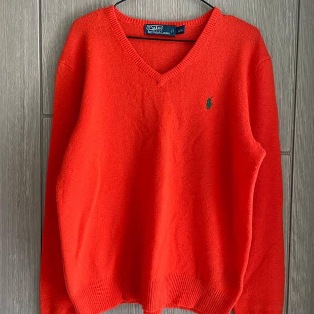 폴로 랄프로렌 오렌지 램스울 그린포니 니트