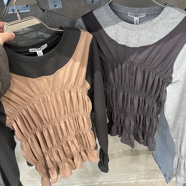 ALL-IN-ONE SMOKED LONG SLEEVE TOP_MELANG