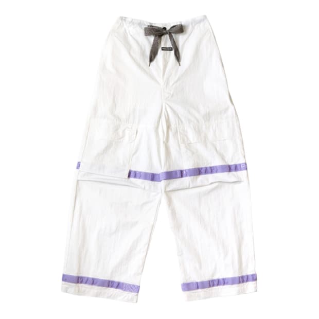 KAPITAL 화이트 퍼플 라인 와이드 팬츠 2사이즈