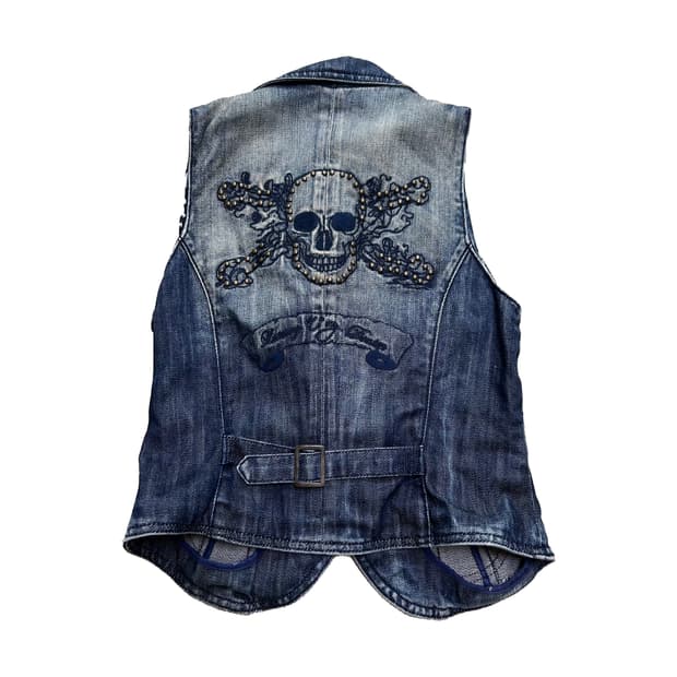 punk y2k skull vintage denim vest