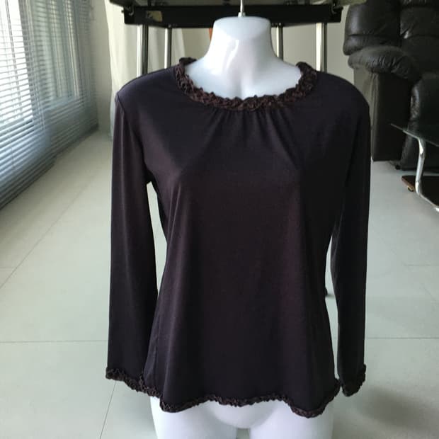 ruffle neck long sleeve top