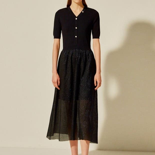 Sandro 산드로 니트 플레어 롱원피스