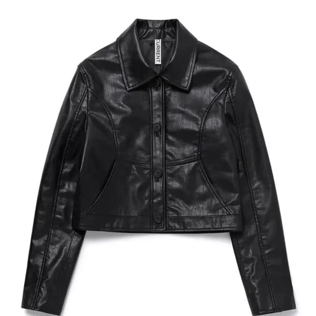 커렌트 크롭 레더 자켓 CROP LEATHER JACKET [BLACK]