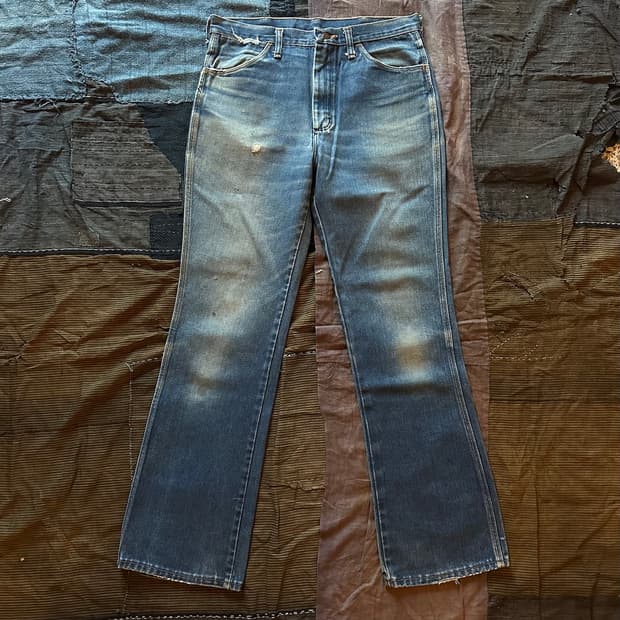 70s USA 빈티지 랭글러 빅벨 벨바텀 부츠컷 데님 팬츠