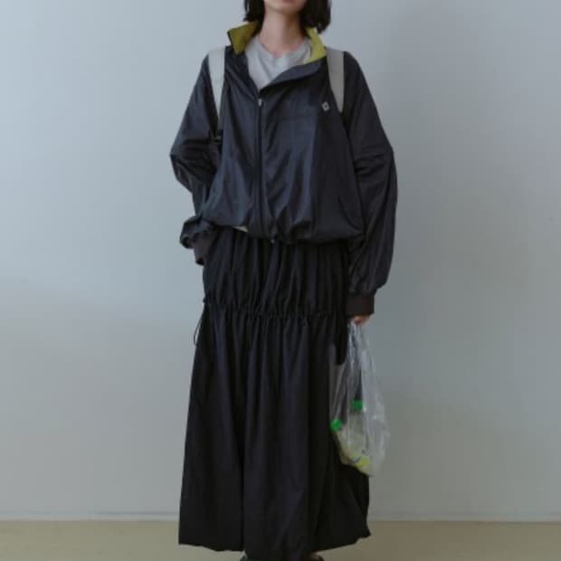 노컨텐츠 벌룬 롱스커트 다크네이비