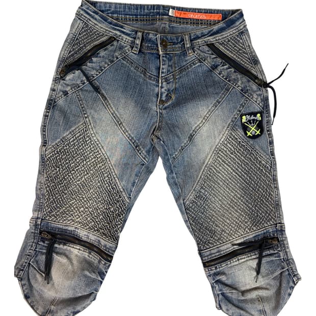 날개 프린팅 빈티지 데님