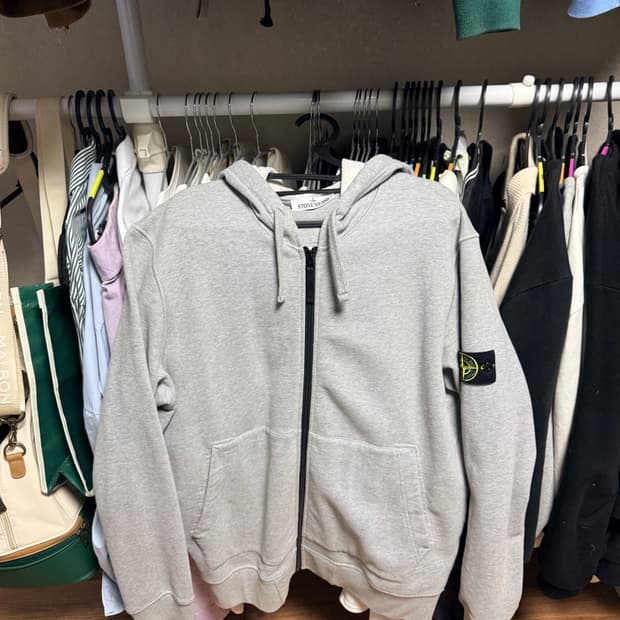 스톤아일랜드 후드집업 멜란지 그레이 XL