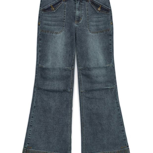 허그유어스킨 세미 부츠컷 데님팬츠 블루