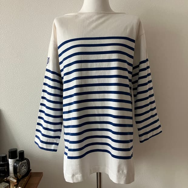 럭키슈에뜨 보트넥티셔츠 면 100% 스트라이프티셔츠